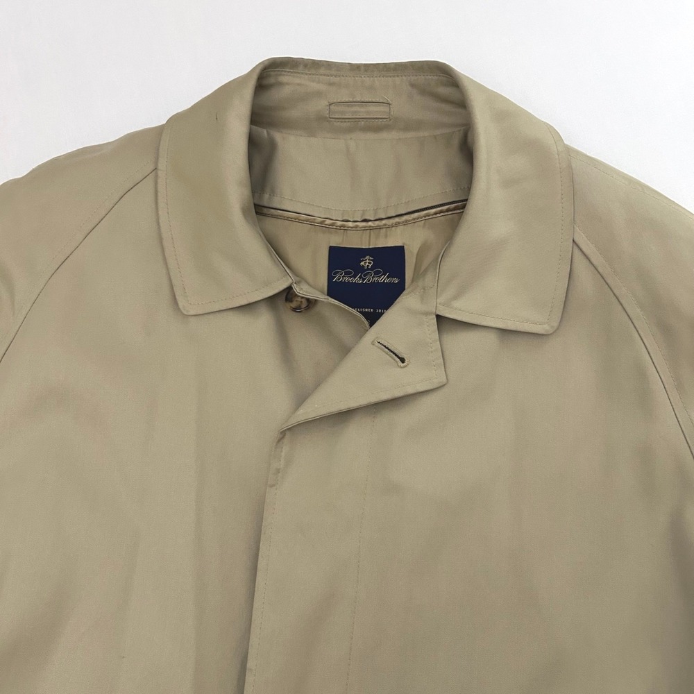 Brooks Brothers Trench Coat Mens 44S Khaki Wool Cashmere Liner Overcoat Jacket